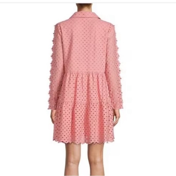 Antonio Melani Patricia Eyelet dress soft coral pink color buttons down sleeves - Picture 13 of 14
